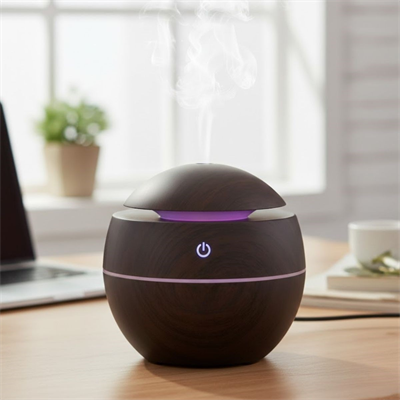 Küre Model Akasya Renk Hava Nemlendirici – Ultrasonik Soğuk Buhar Makinesi, LED Işıklı Masaüstü Oda Nemlendirici