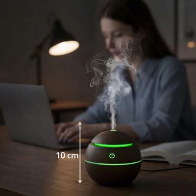 Küre Model Akasya Renk Hava Nemlendirici – Ultrasonik Soğuk Buhar Makinesi, LED Işıklı Masaüstü Oda Nemlendirici (3936)