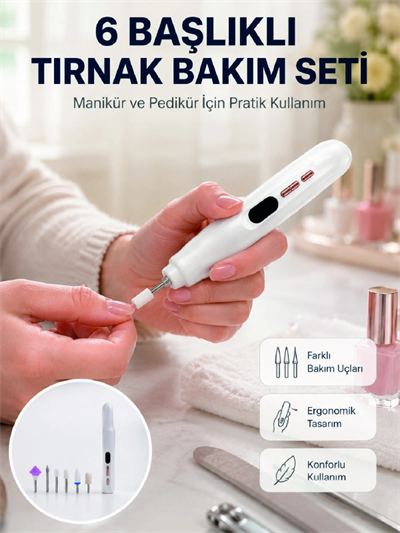Kurutma Özellikli Manikür Pedikür Cihazı Şarj Edilebilir