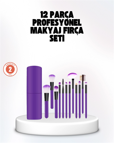 Kusursuz Makyaj İçin 12 Parça Profesyonel Fırça Seti Taşınabilir Kutu Hediyeli