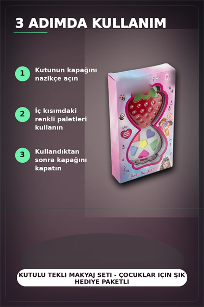 Kutulu Tekli Makyaj Seti - Çocuklar Için Şık Hediye Paketli Kozmetik Oyun Seti BX-313421