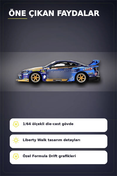 LBWK Formula Drift 1/64 Nissan S15 Silvia Model Araba - Liberty Walk Replica BX-313402