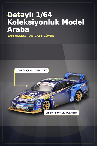 LBWK Formula Drift 1/64 Nissan S15 Silvia Model Araba - Liberty Walk Replica BX-313402