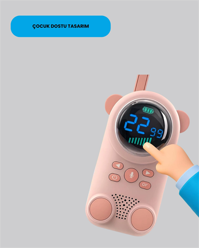 LCD Ekranlı Çocuk Telsizi – İki Yönlü Ses, 1-3 km Çekim Mesafesi