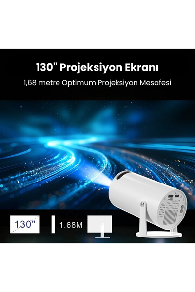 LCD FULL HD 1280x720 çözünürlük, 2.69 inç ekran, siyah taşınabilir Android projektör