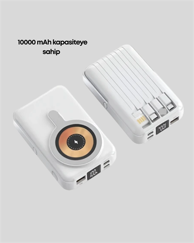 LCD Göstergeli Manyetik Powerbank Type C USB Girişli Yeni Nesil