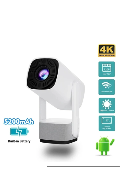 LED 4K çözünürlük, 1920x1080, 1500:1 kontrast, 150 ansilümen, wifi, USB, HDMI projeksiyon cihazı