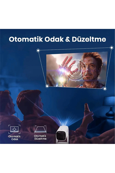 LED 4K çözünürlük, 1920x1080, 1500:1 kontrast, 150 ansilümen, wifi, USB, HDMI projeksiyon cihazı