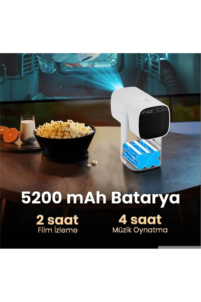 LED 4K çözünürlük, 1920x1080, 1500:1 kontrast, 150 ansilümen, wifi, USB, HDMI projeksiyon cihazı