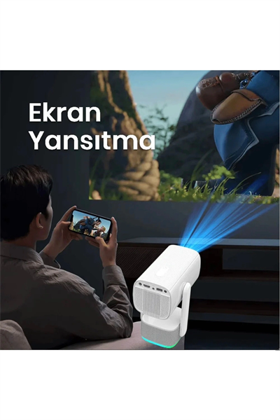 LED 4K çözünürlük, 1920x1080, 1500:1 kontrast, 150 ansilümen, wifi, USB, HDMI projeksiyon cihazı