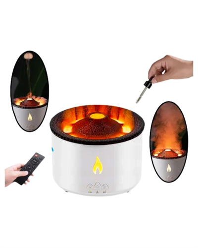 LED Alev Efektli Aroma Difüzörü Ultrasonik Hava Nemlendirici Gece Lambası Fonksiyonlu