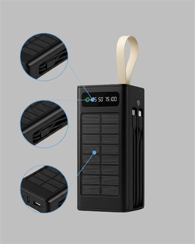 LED Aydınlatmalı Güneş Panelli Powerbank Seyahat ve Kamp İçin