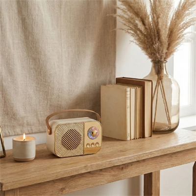 LED Aydınlatmalı Hoparlör Bej