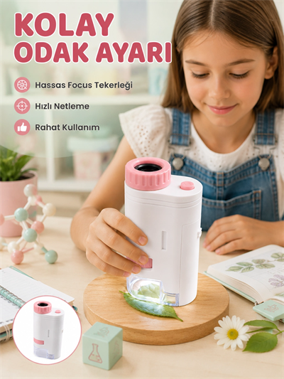 LED Aydınlatmalı Taşınabilir Mikroskop 80X-200X Ayarlanabilir Büyütme Özellikli