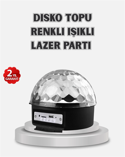 LED Disko Küresi Bluetooth Hoparlörlü Ritimle Senkronize Döner Işıklı