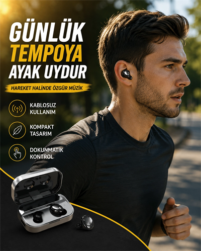 LED Ekranlı Kablosuz Kulaklık – Gürültü Önleyici Mikrofon ve Dokunmatik Özellikli