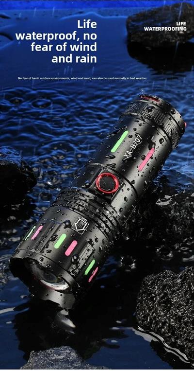 LED El Feneri 2000 Lümen USB Şarj Edilebilir Flash Işığı Yüksek Güçlü El Feneri Taktiksel Uzun Menzil El Lambası XA-B707 (3936)