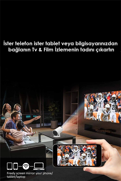 LED FULL HD projeksiyon cihazı 1280x720 çözünürlük 1200 ansilümen beyaz USB HDMI