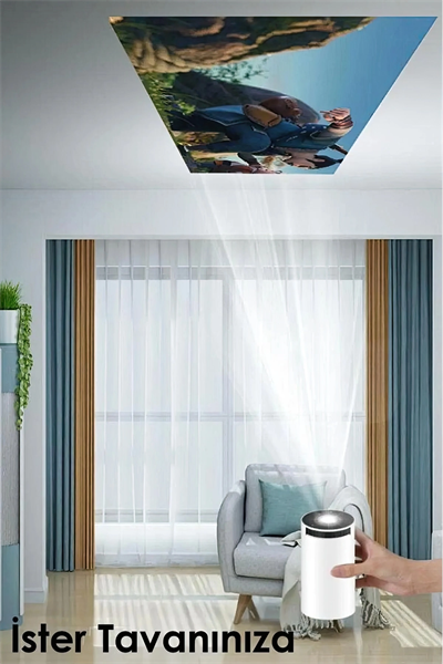 LED FULL HD projeksiyon cihazı 2160x1440 çözünürlük WiFi Bluetooth USB HDMI beyaz