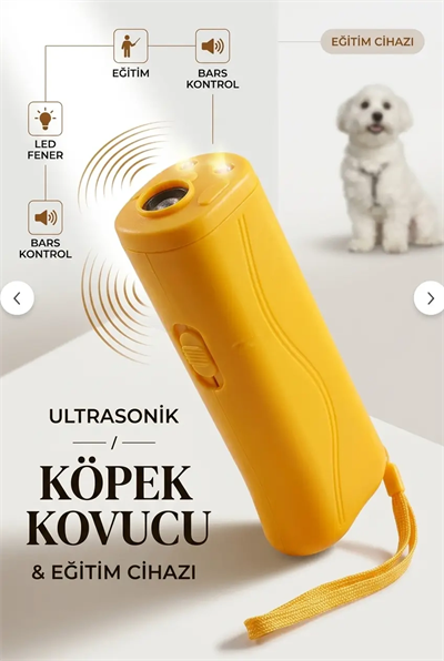 LED Fenerli Ultrasonik Köpek Eğitim Cihazı Taşınabilir Köpek Uzaklaştırıcı Sarı Ürün