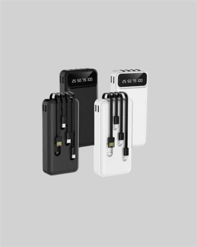 LED Işıklı 20.000mAh Powerbank LCD Gösterge Dahili Çoklu Kablo Yeni Nesil