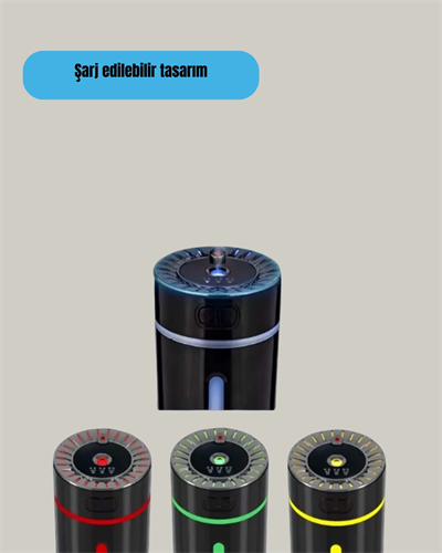 LED Işıklı Aromaterapi Hava Nemlendirici Ultrasonik Sessiz Nem Ayarı
