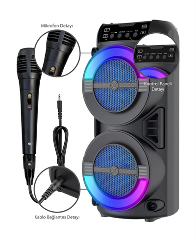 LED Işıklı Kablosuz Bluetooth Hoparlör USB TF Kart Destekli