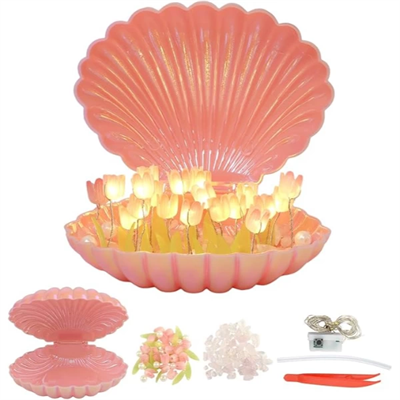 LED Işıklı Kendin Yap Deniz Kabuğu Tasarımlı Lale Lamba