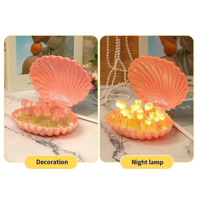LED Işıklı Kendin Yap Deniz Kabuğu Tasarımlı Lale Lamba