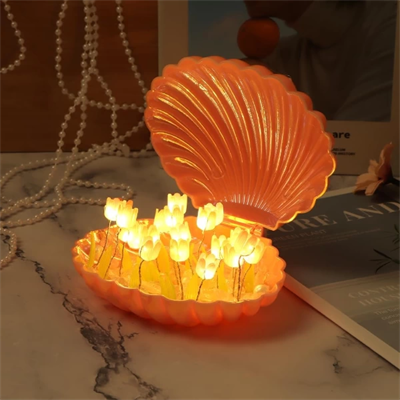 LED Işıklı Kendin Yap Deniz Kabuğu Tasarımlı Lale Lamba