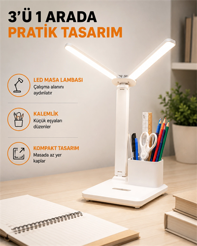 LED Işıklı Masa Lambası – Göz Yormayan, Kısılabilir ve Esnek Başlıklı Yeni Nesil