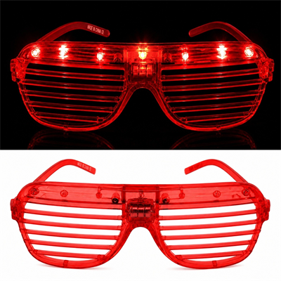 LED Işıklı Panjur Parti Gözlüğü Kırmızı Renk Shutter Gözlük