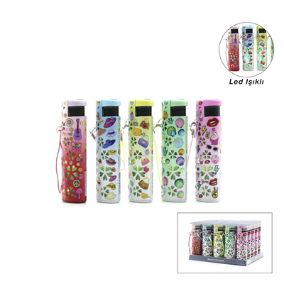 LED Işıklı Rüzgar Çakmağı - Karışık Desenli - İpli