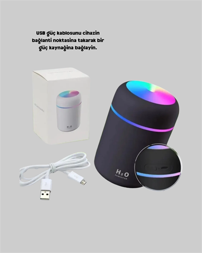 LED Işıklı USB Nemlendirici – Sürekli ve Aralıklı Püskürtme Modu