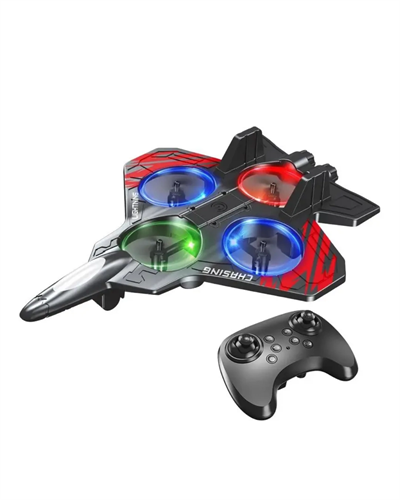 LED Işıklı Uzaktan Kumandalı Drone Fighter Jet Tasarımlı 360 Derece Dönebilen Oyuncak Uçak