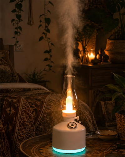 LED Işıklı Vintage Hava Nemlendirici Aromaterapi Difüzörü USB Şarjlı