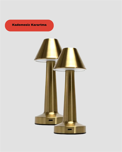 LED Masa Lambası 3 Renk Ayarlı Şarjlı Kablosuz Modern Tasarım