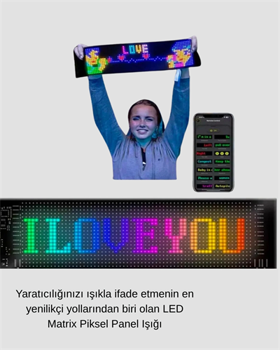 LED Matrix Piksel Panel Işığı USB Uygulama Kontrollü Kaydırmalı Yazı Ekranı