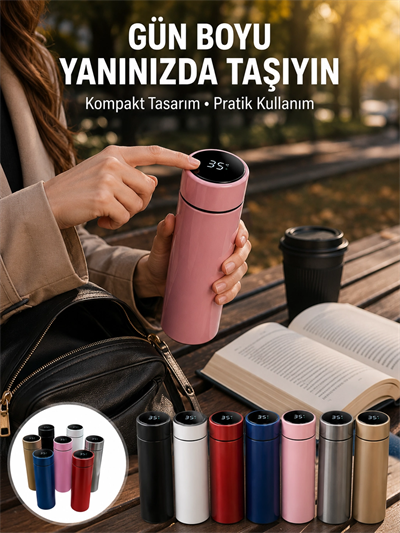 LED Sıcaklık Ölçerli 250 ml Yalıtımlı Termos Şişe Yeni Nesil