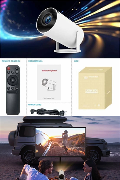 LED görüntü teknolojili 4K çözünürlüklü beyaz projeksiyon cihazı, 1080P, HDR, kablosuz, HDMI
