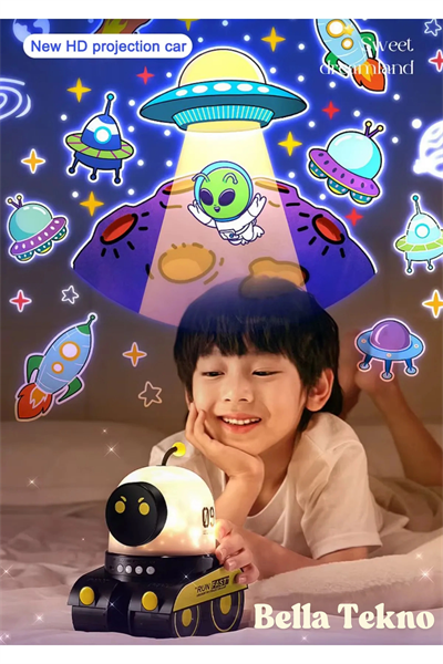 LED görüntü teknolojili, FULL HD, USB ve HDMI girişli çok renkli projektör gece lambası