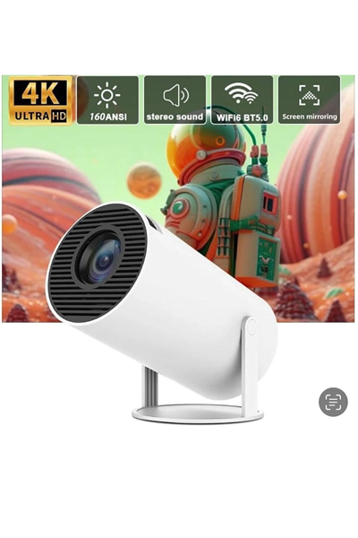 LED projeksiyon cihazı 4K çözünürlük 1280x720 beyaz 2000:1 kontrast USB HDMI kablosuz