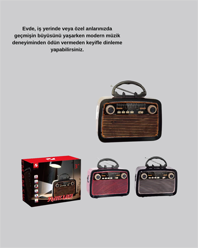 LED’li Nostaljik Bluetooth Hoparlör – Vintage Tasarım, Ahşap Doku