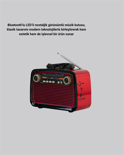 LED’li Nostaljik Bluetooth Hoparlör – Vintage Tasarım, Ahşap Doku