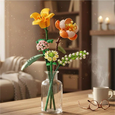 LZ1658 LOZ Eternal Flowers Serisi - Güneşli ve Enerjik Turuncu 456 Parça Yapım Seti