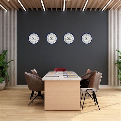 Lacivert 4’lü Dünya Saat Seti 36 cm Zarif Tasarım