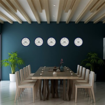 Lacivert 5’li Dünya Dekoratif  Saat Serisi 36 cm