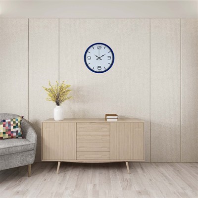 Lacivert Çerçeveli Beyaz Kadran 36 Cm Duvar Saati
