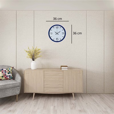 Lacivert Çerçeveli Beyaz Kadran 36 Cm Duvar Saati