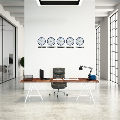 Lacivert World Navy 36 Cm Tabelalı 5’li Saat Seti